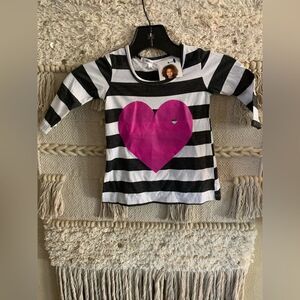NWT Joah Love Long Sleeve Striped Heart Shirt Size 6 Months